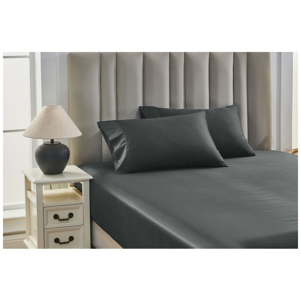 Grosvenor House Egyptian Cotton Standard Pillowcases 2x 2pc 500TC - Charcoal — image 4