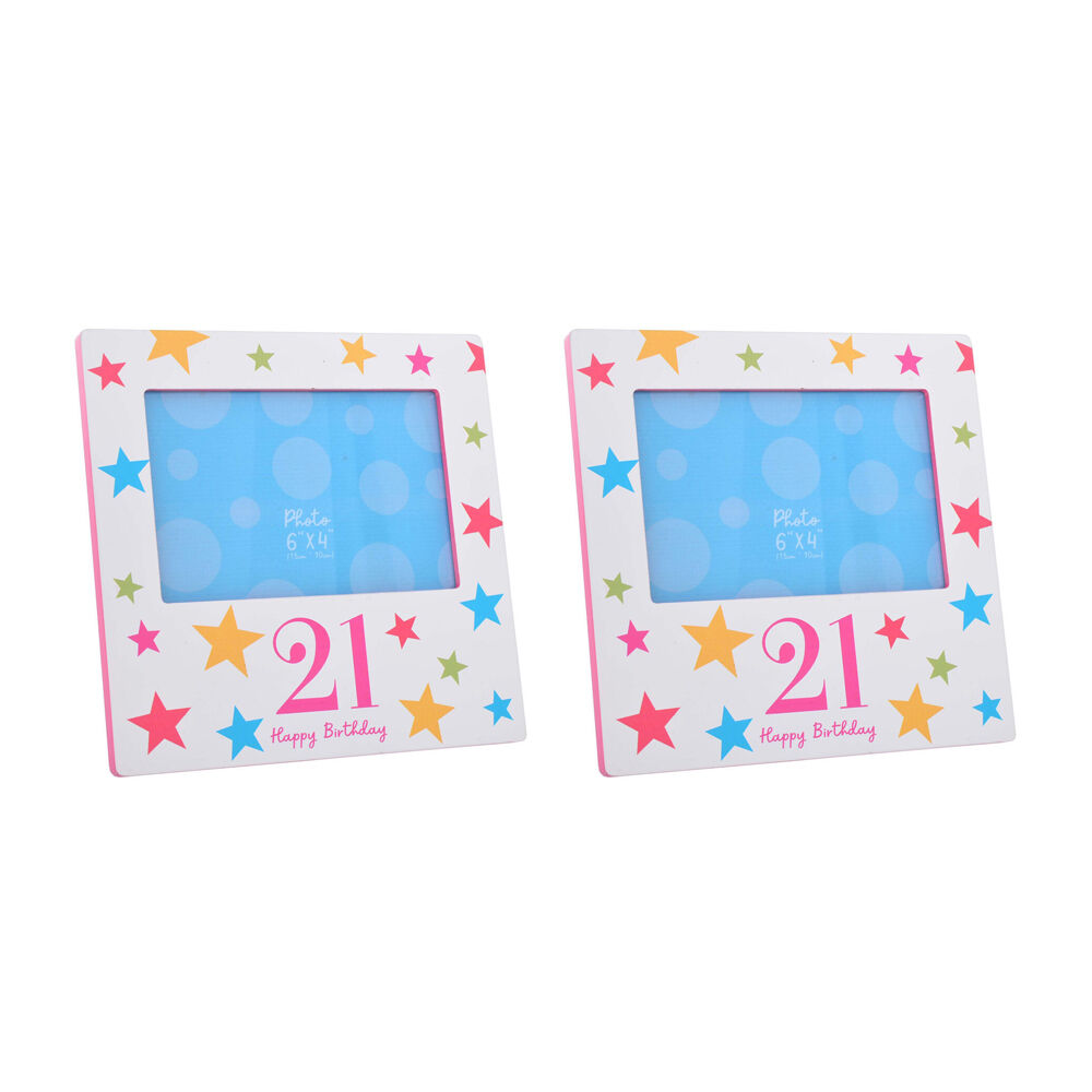 Gibson Gifts Birthday Party 21 Photo Frame 6x4'' Picture Display Decor Blue (2 Pack)