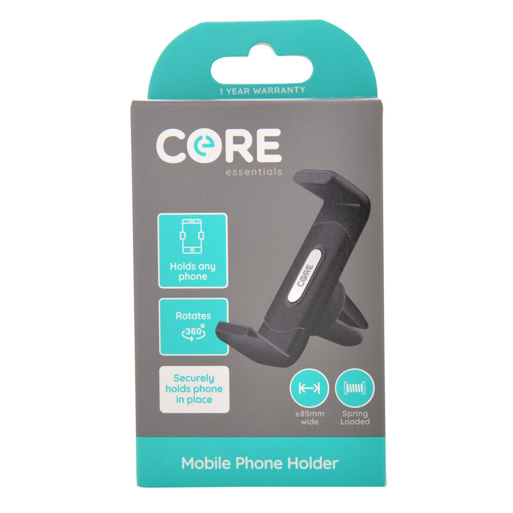 Core Essentials Car Vent Mobile Phone Holder Universal 360-Rotatable Black (2 Pack) — image 2