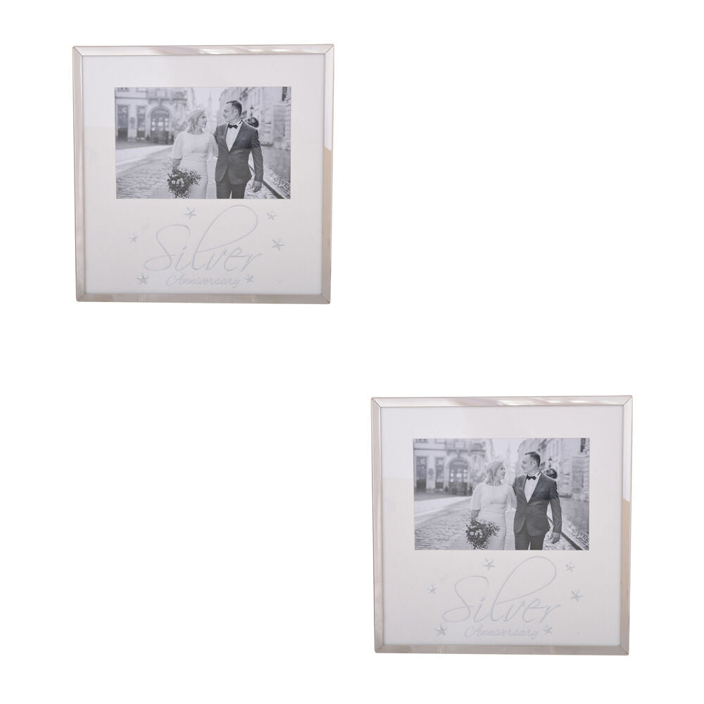 Gibson Gifts Silver Anniversary 6x4 Keepsake Memory Picture Frame Holder (2 Pack)
