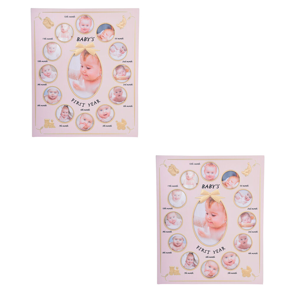 Gibson Gifts First Year Collage Keepsake Memory Photo Frame Pink (2 Pack)