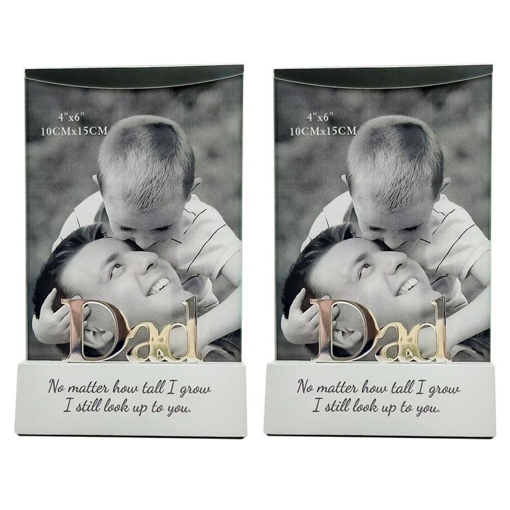 Gibson Gifts Silver Sentiment Dad Photo Frame 4x6'' Picture Display Decor (2 Pack)
