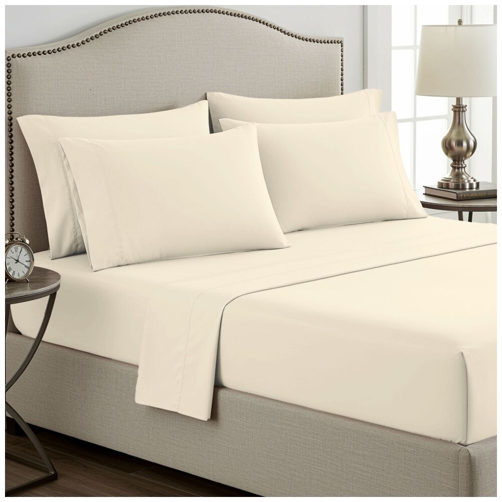 Grosvenor House Plain Dyed Bamboo Cotton Standard Pillowcase Ivory (2 Pieces)
