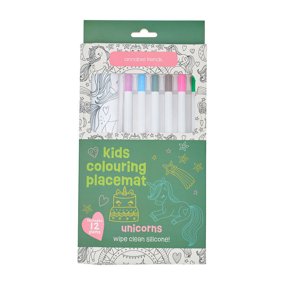 Annabel Trends 37.5cm Unicorn Silicone Mat w/ Colouring Pens Kids Art