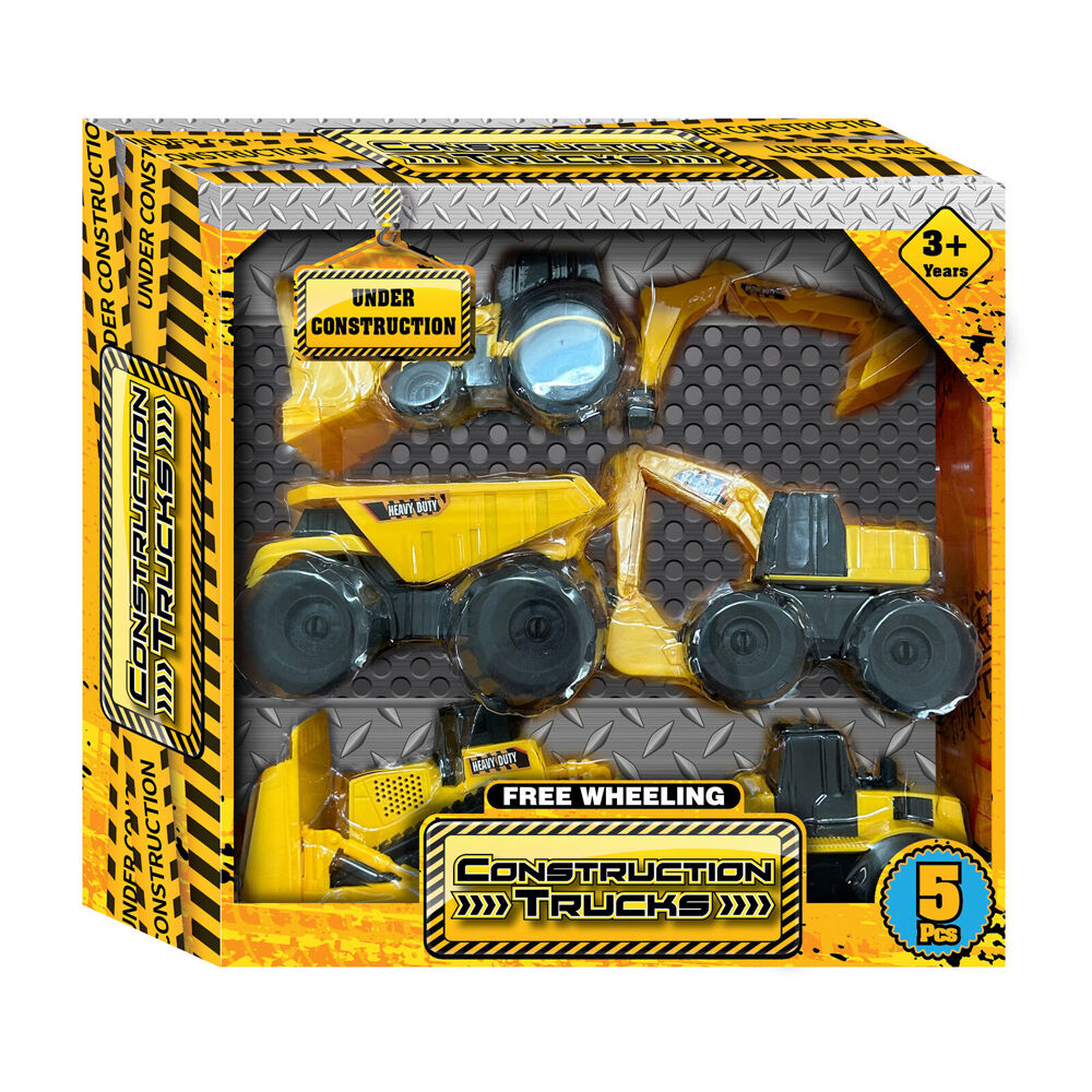 Hunter Leisure Construction Truck Vehicle Playset Kids Toy 3y+ (5 Pieces)