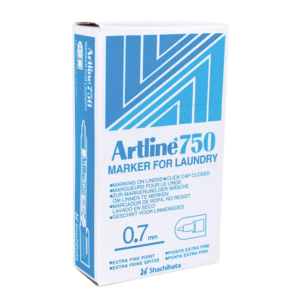 Artline 750 Laundry/Linen/Clothing/Fabric Bullet Nib 0.7mm Line Marker Black (6 Pieces) — image 3