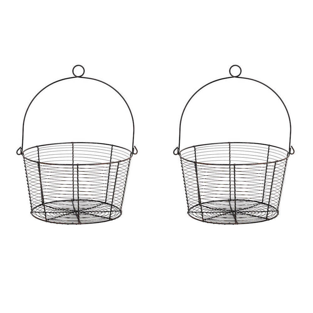 A.Fresco Wire Basket Durable Pot/Plant Cover Horiz Home/Garden Decor 30x30cm Black (2 Pack)