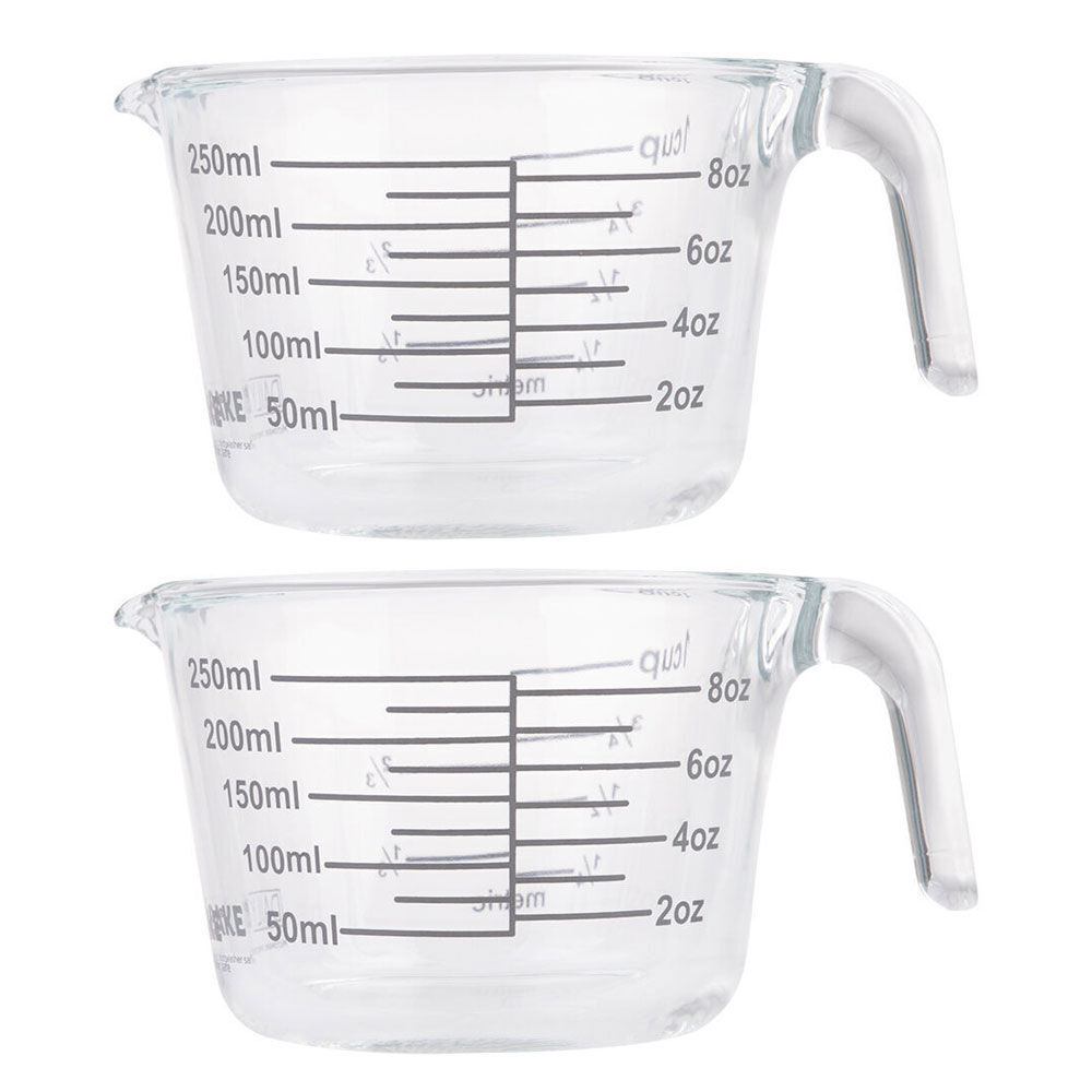 Daily Bake Borosilicate Glass 1-Cup/250ml Measure Jug Baking/Cooking Clear (2 Pack)