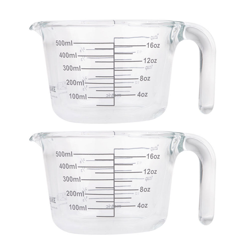 Daily Bake Borosilicate Glass 2-Cup/500ml Measure Jug Baking/Cooking Clear (2 Pack)
