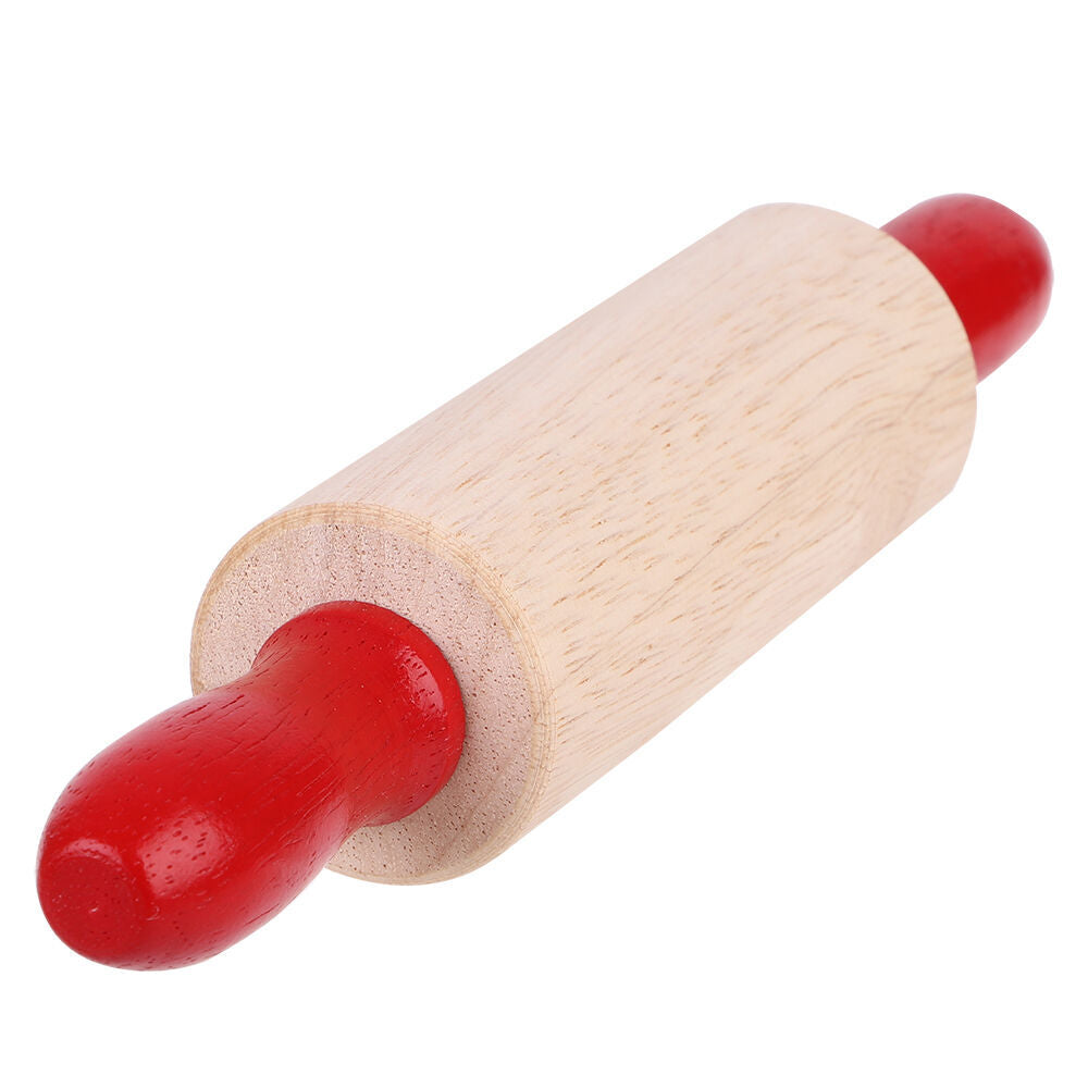 Daily Bake Small Wood Rolling Pin Pastry Dough Roller 20x3.7cm Natural/Red (3 Pack) — image 2