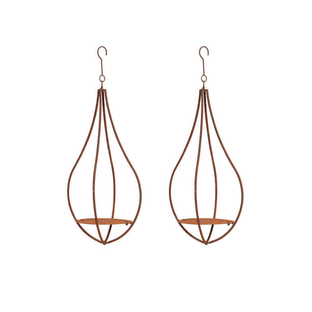 A.Fresco Rusted Metal Pot Holder KD Hanging Home/Garden/Patio Display Decor 55x20cm (2 Pack)