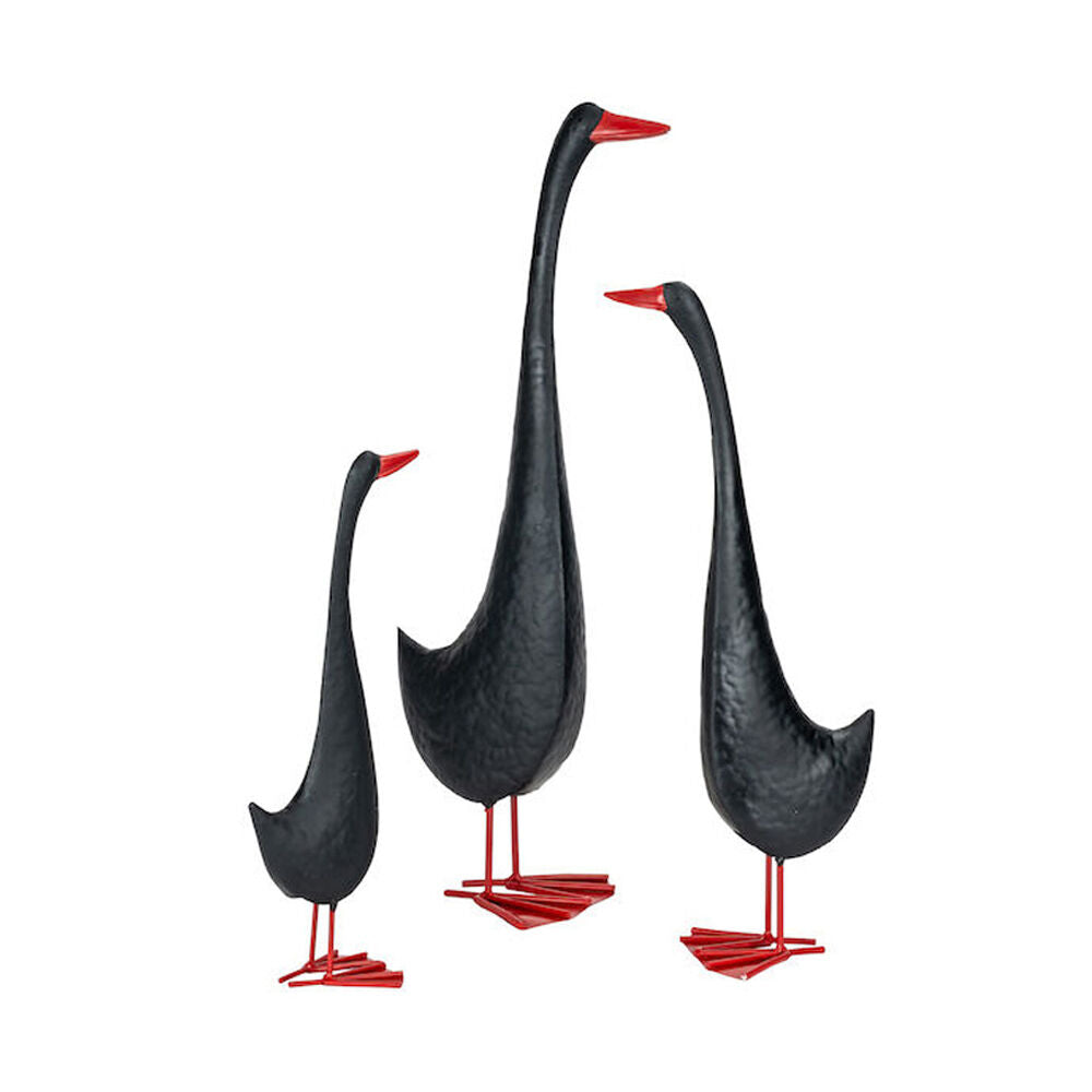 A.Fresco Powder Coated Metal Duck Tall Red Beak Set Assorted (3 Pieces)