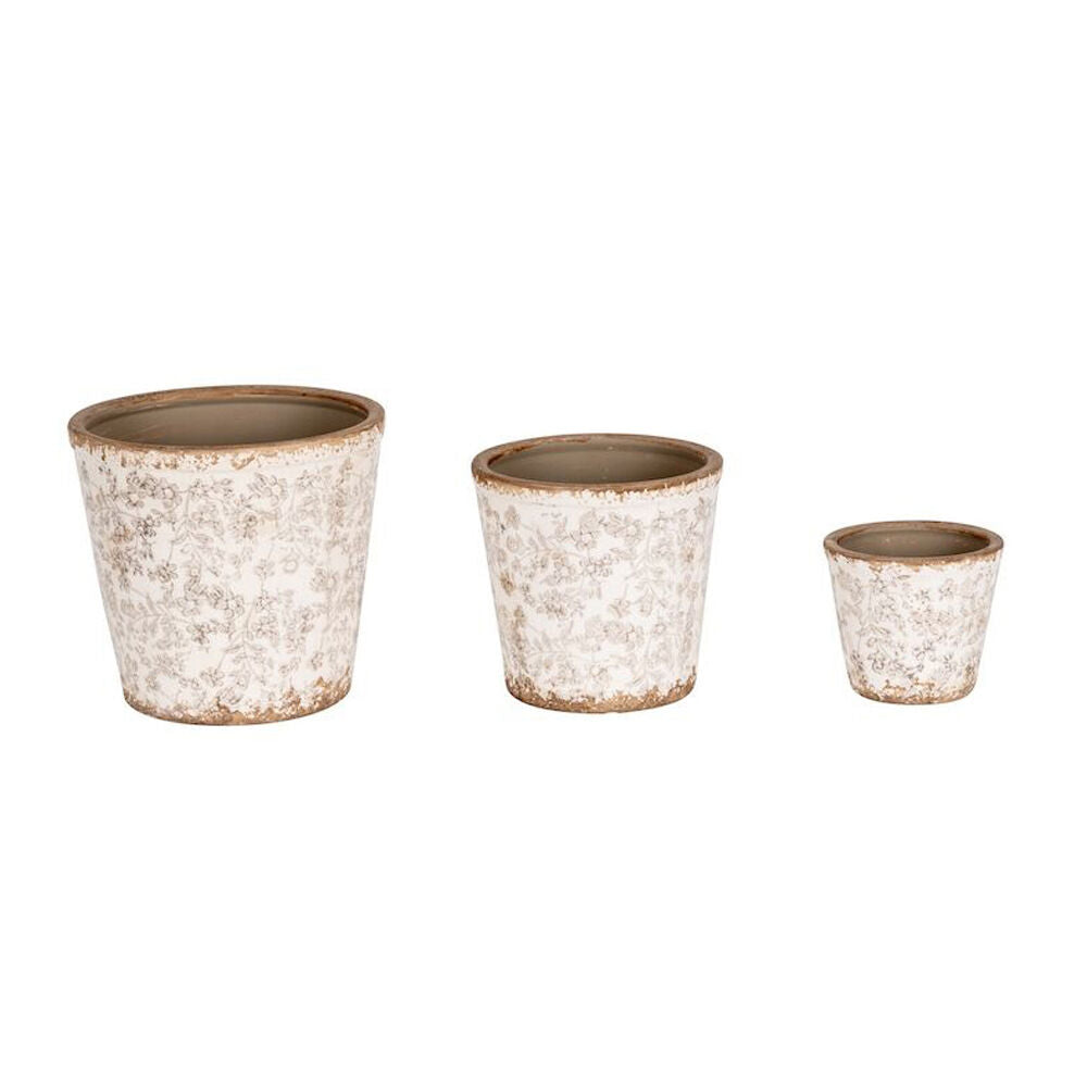 A.Fresco Tall Ceramic Indoor Flower Pot Planter Set 21/16/12cm Grey (3 Pieces)