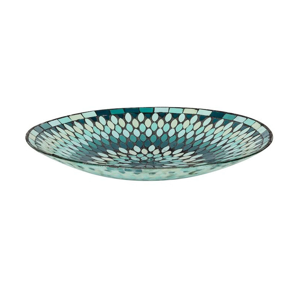 A.Fresco Glass Mosaic Outdoor Garden Bird Bath Bowl 47x7cm Green