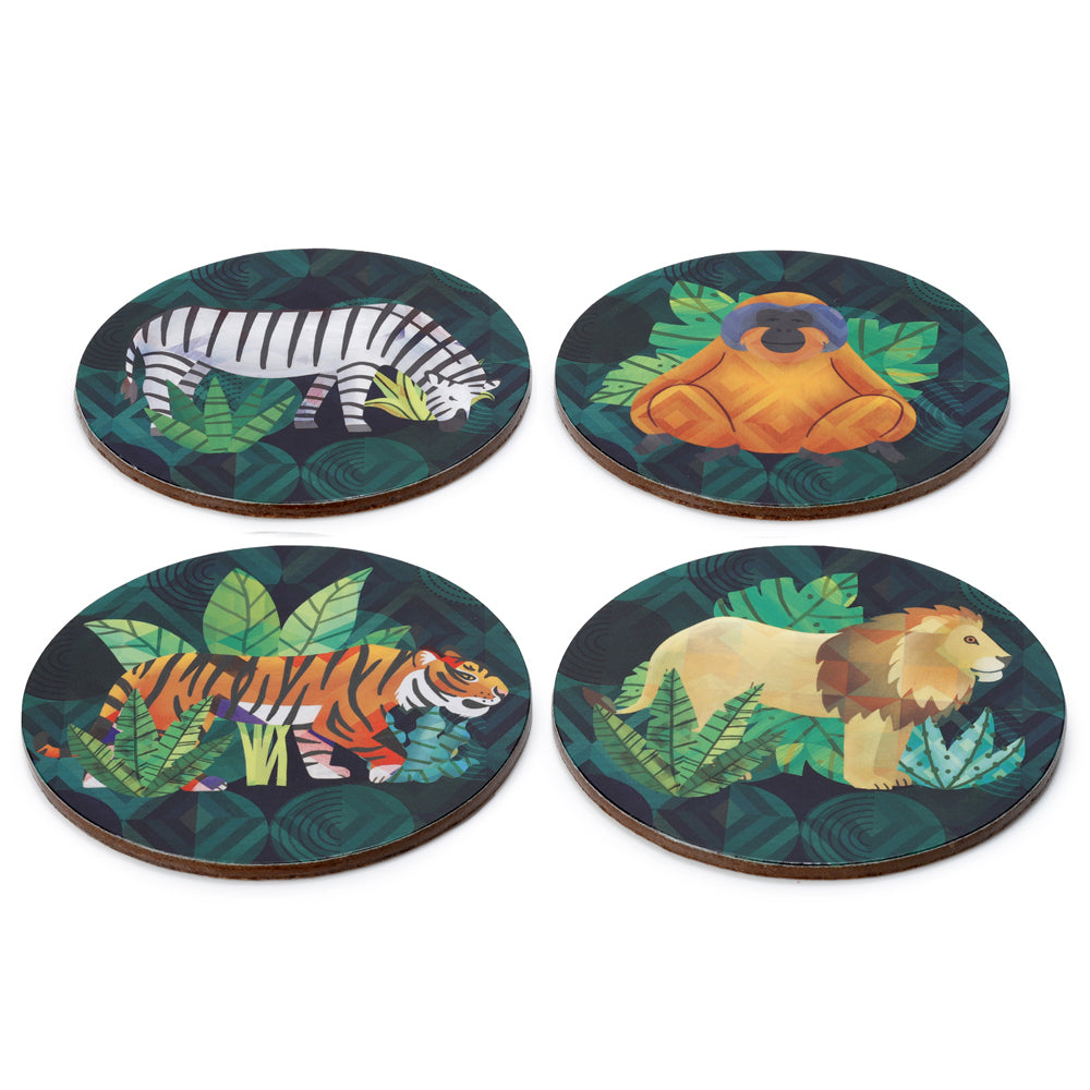 300107157-4pc-animal-kingdom-drink-coaster-mat-round-10cm-green