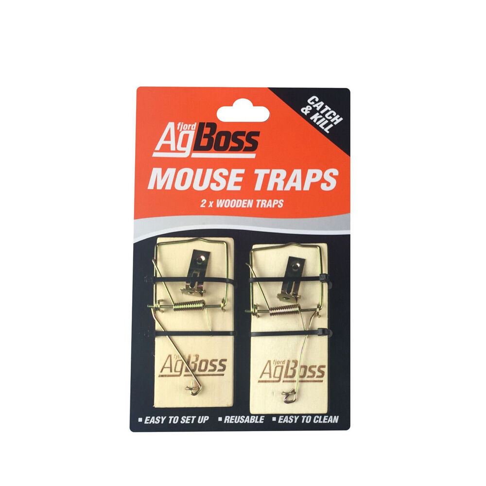 Agboss Wooden Spring Rat Rodent Mouse-trap Reusable 10x4.5x2cm (2 Pieces)