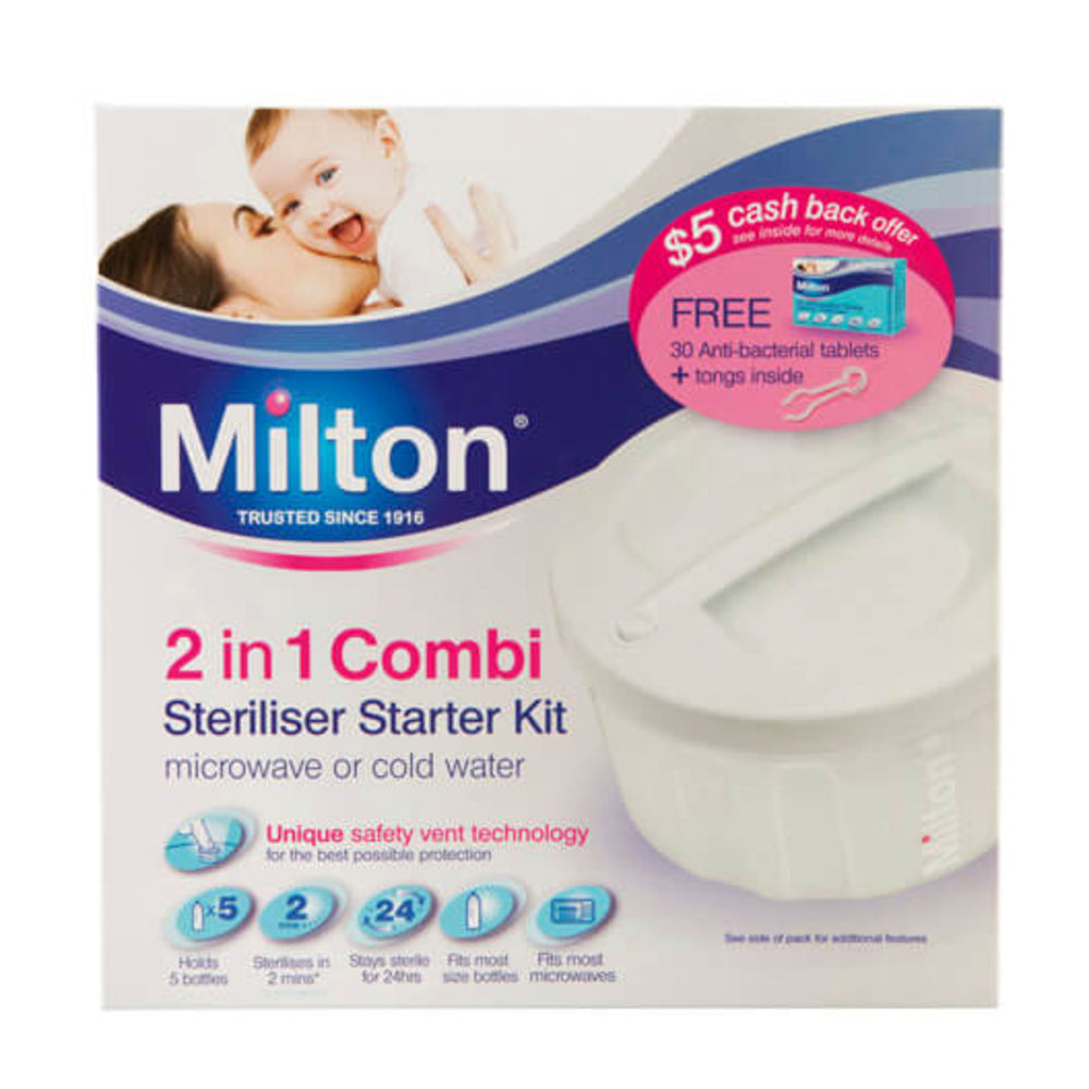 Milton Combi Baby Bottle Steriliser & 60pc Anti-Bacterial Cleaning Tablets Combo — image 3