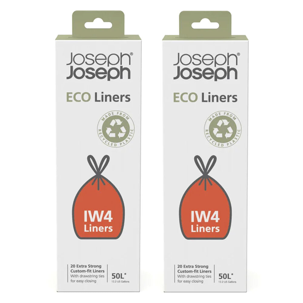 Joseph Joseph 2x 20pc IW4 50L Eco Liners Drawstring Plastic Bag Recycled