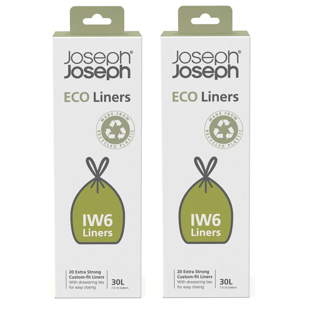 Joseph Joseph 2x 20pc IW6 30L Eco Liners Drawstring Plastic Bag Recycled