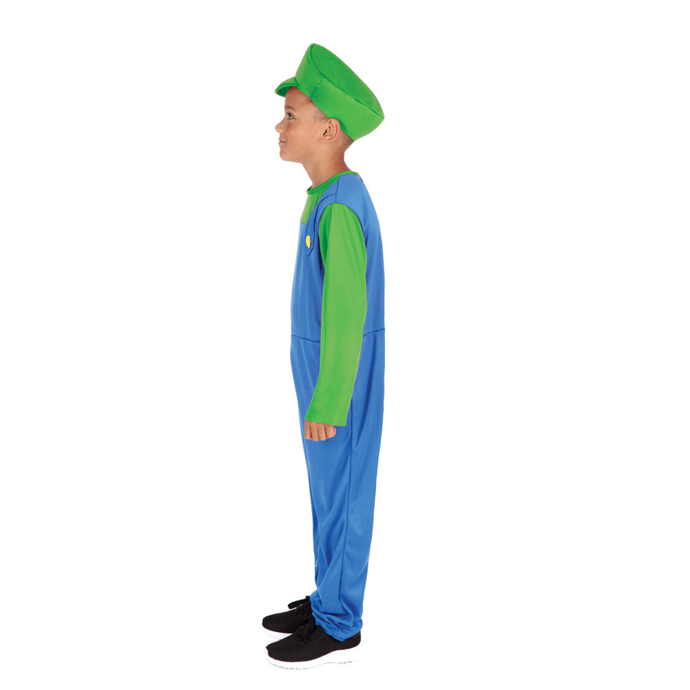 Rubies Size Green Plumber Boy Jumpsuit Costume w/ Cap — image 2