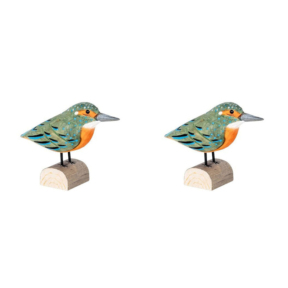 A.Fresco Timber Kingfisher Indoor Home Decoration 23x9cm Green (2 Pack)
