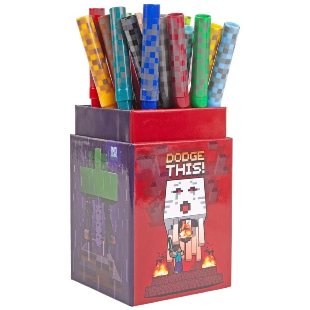 Minecraft Theme Desk Caddy w/25 Colour Markers Kids Art/Craft Accessory (4 Pack) — image 2