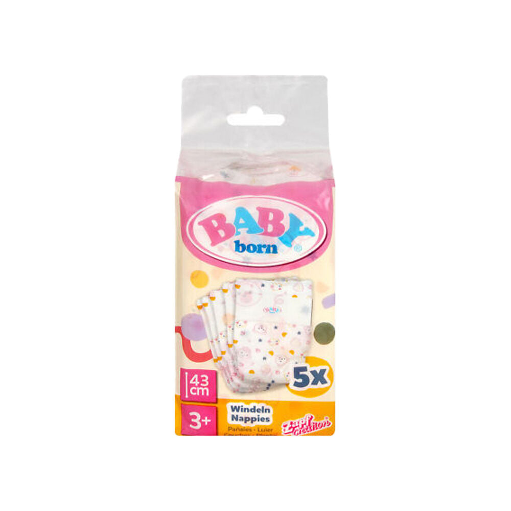 Baby Born Pink 3y+ Nappies 5 Pack Accessory Toy For 43cm Dolls