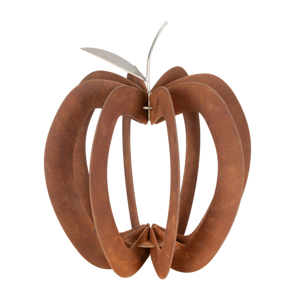 A.Fresco Apple Sculpture Corten Steel Small Outdoor Decoration 34x28cm Rust