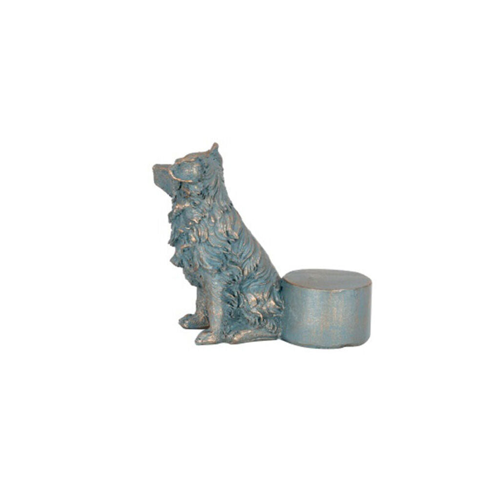 A.Fresco Polyresin Border Collie Dog Planter Pot Feet Riser Aged Brass — image 2