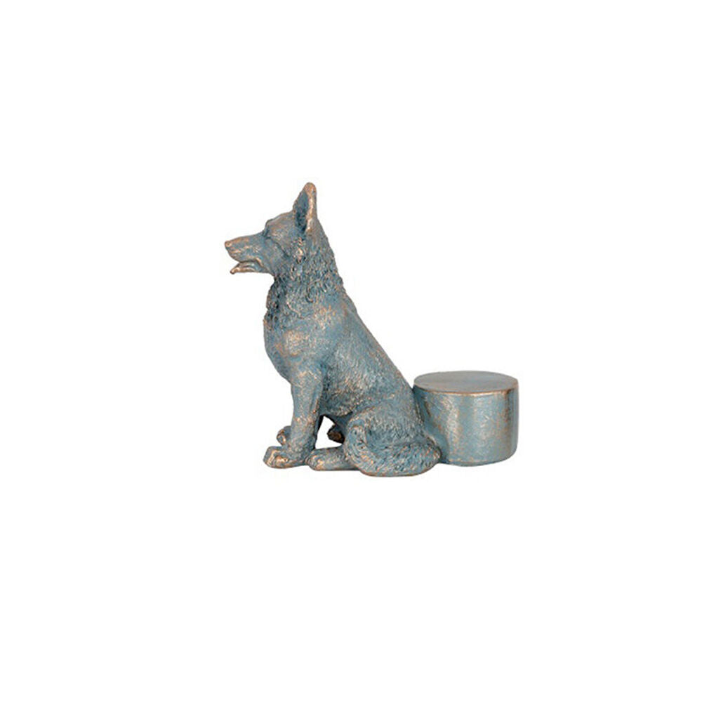 A.Fresco Polyresin German Shepherd Dog Planter Pot Feet Riser Aged Brass — image 2