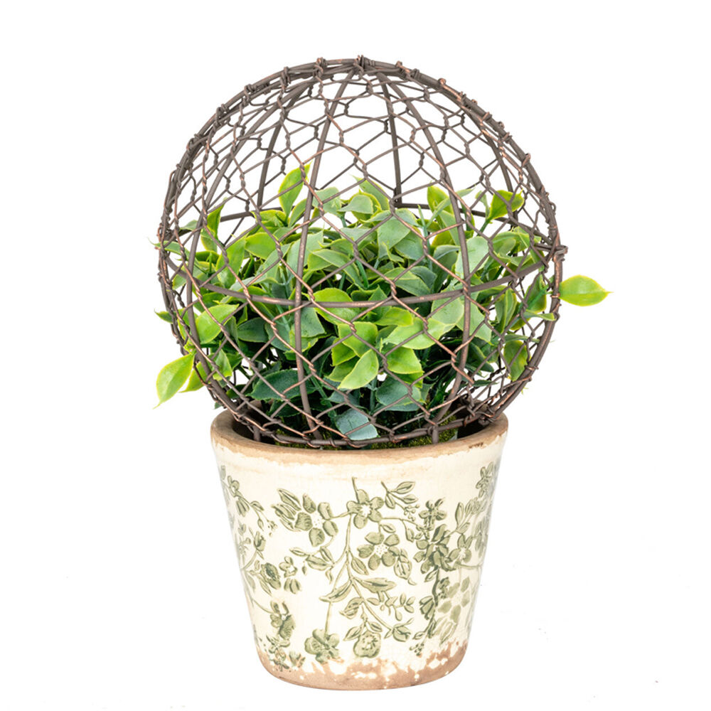A.Fresco Large Wire Mesh Metal Ball Topiary Plant Frame 33x36cm Rust Copper