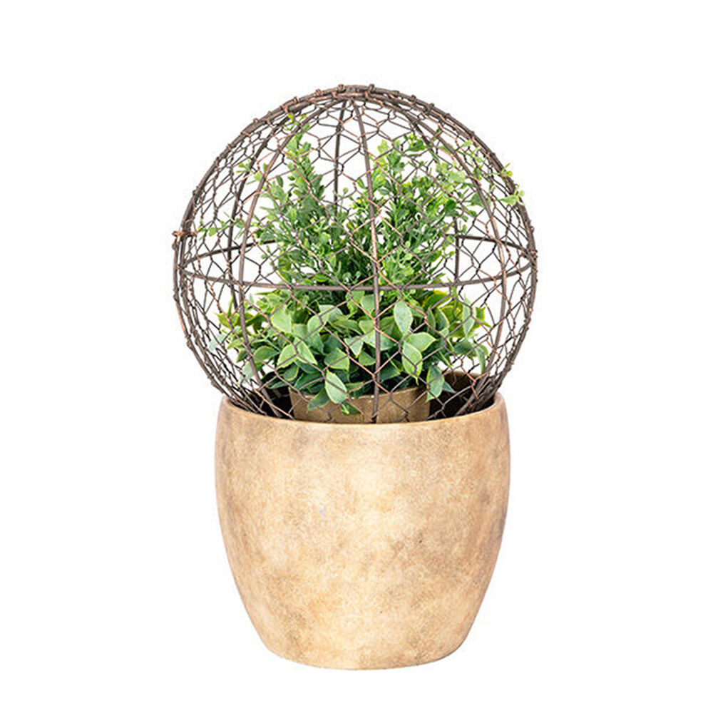 A.Fresco Medium Wire Mesh Metal Ball Topiary Plant Frame 24x22cm Rust Copper