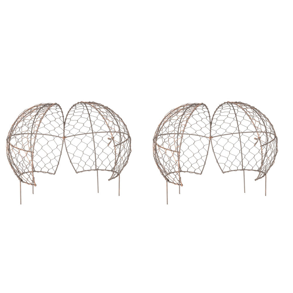A.Fresco Small Wire Mesh Metal Ball Topiary Plant Frame 16x15cm Rust Copper (2 Pack)