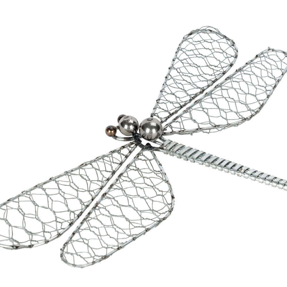 A.Fresco Medium Steel/Bronze Wire Dragonfly 29x18cm Assorted