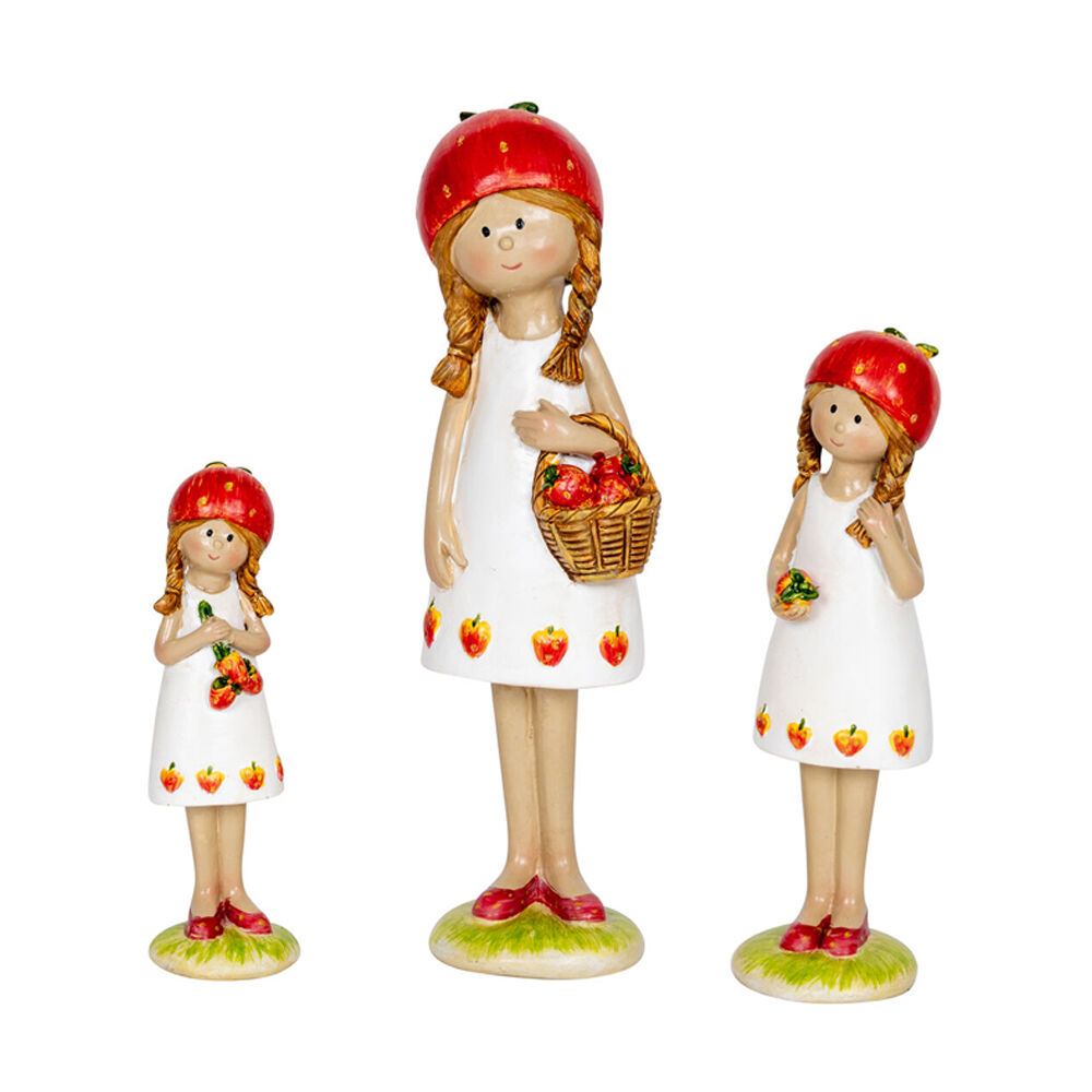 A.Fresco Strawberry Girls Standing Outdoor Decoration Set Red/White (3 Pieces)