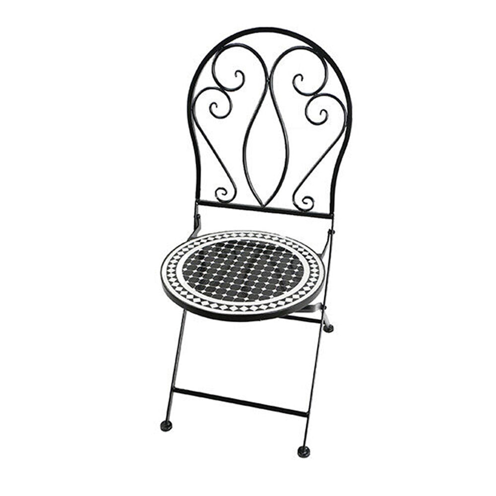 A.Fresco Coated Steel Mosaic Chair Outdoor Furniture 93x50cm Black & White