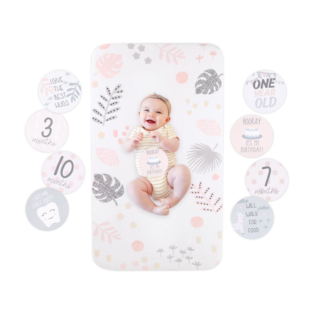 Little Haven Botanical Leaf Girl Themed Baby Cot Bedding Bundle Pink (6 Pieces) — image 5