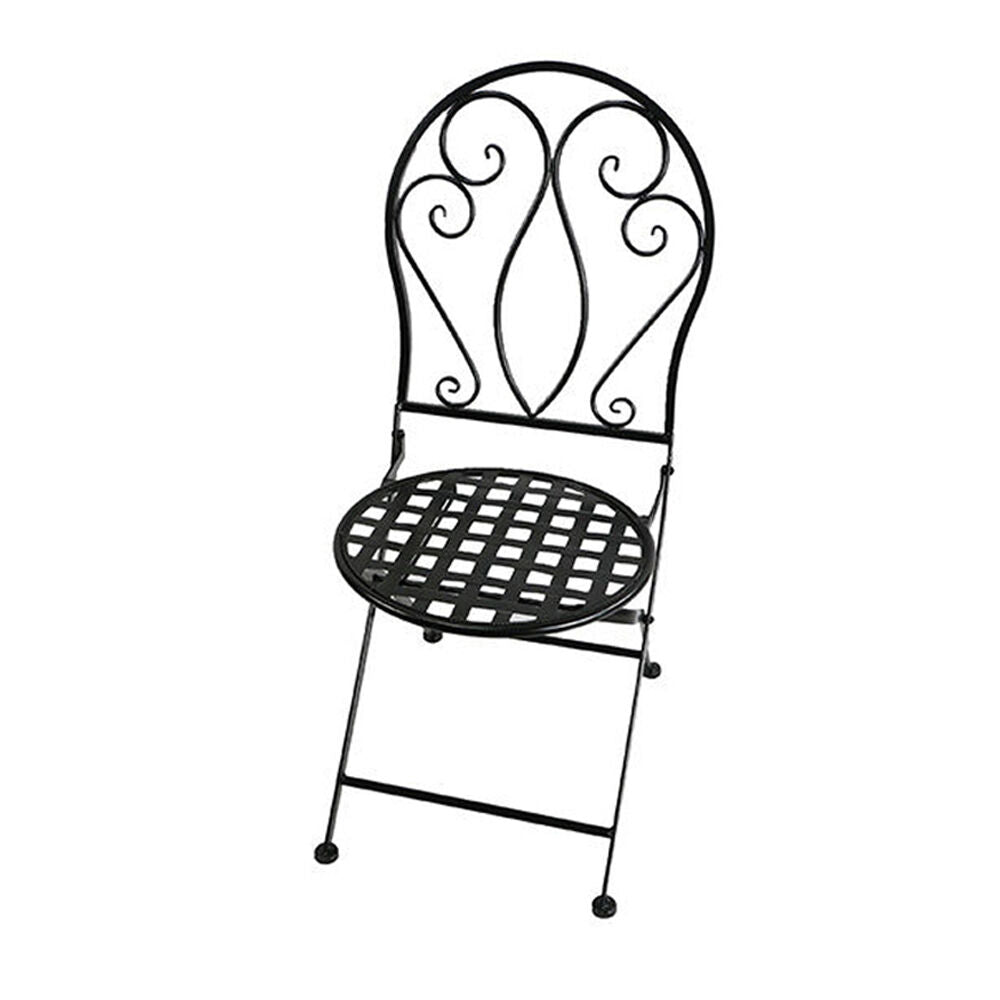 A.Fresco Coated Steel Chair With Lattice Seat Outdoor Furniture 93x50cm Black