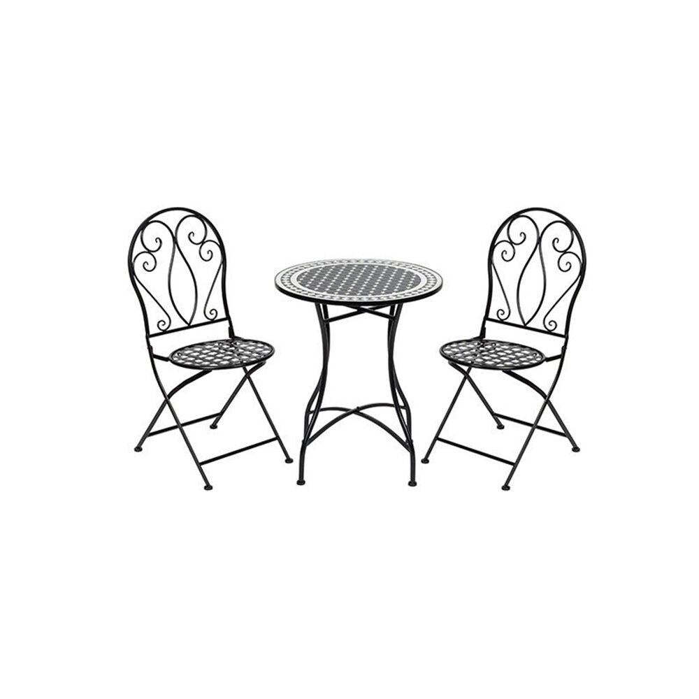 A.Fresco Coated Steel Chair With Lattice Seat Outdoor Furniture 93x50cm Black — image 2