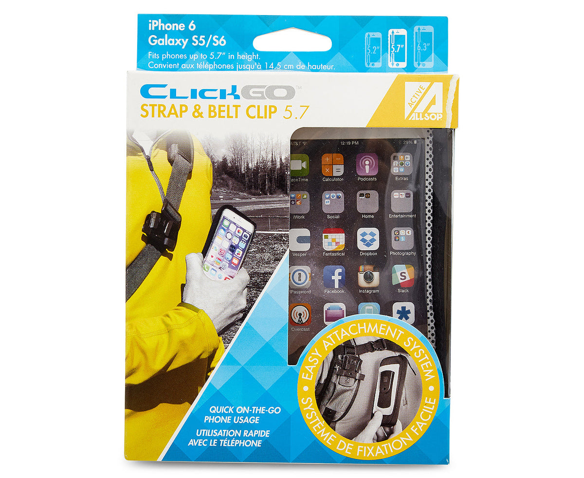 Allsop ClickGo Strap Belt Clip w/Case for 5.7" Smartphones iPhone 6/6S/7/8 BK (2 Pack) — image 2