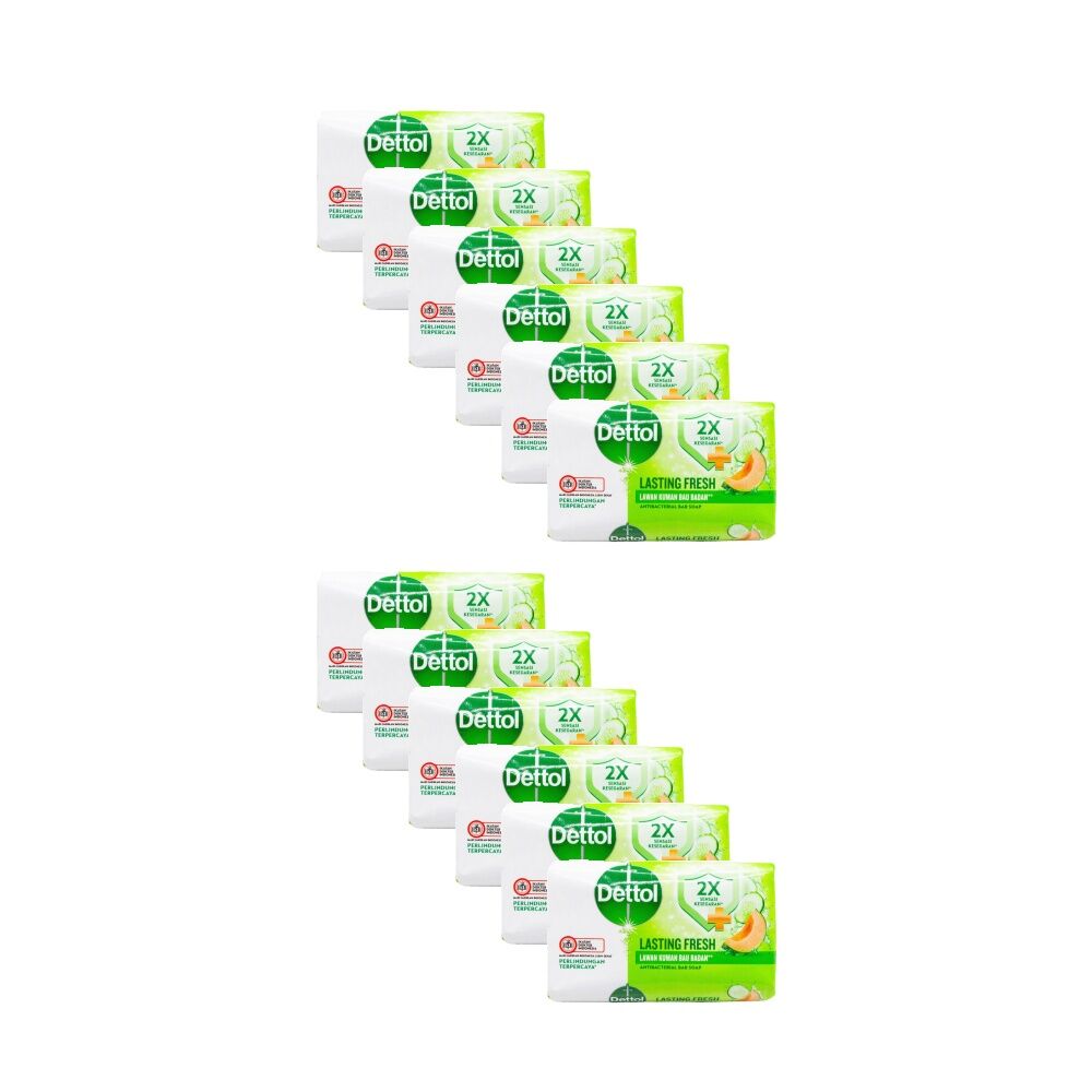Dettol Soap Bar Antibacterial Lasting Freshness Honeydew & Cucumber 60g (12 Pack)