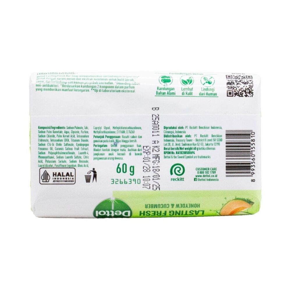 Dettol Soap Bar Antibacterial Lasting Freshness Honeydew & Cucumber 60g (12 Pack) — image 3