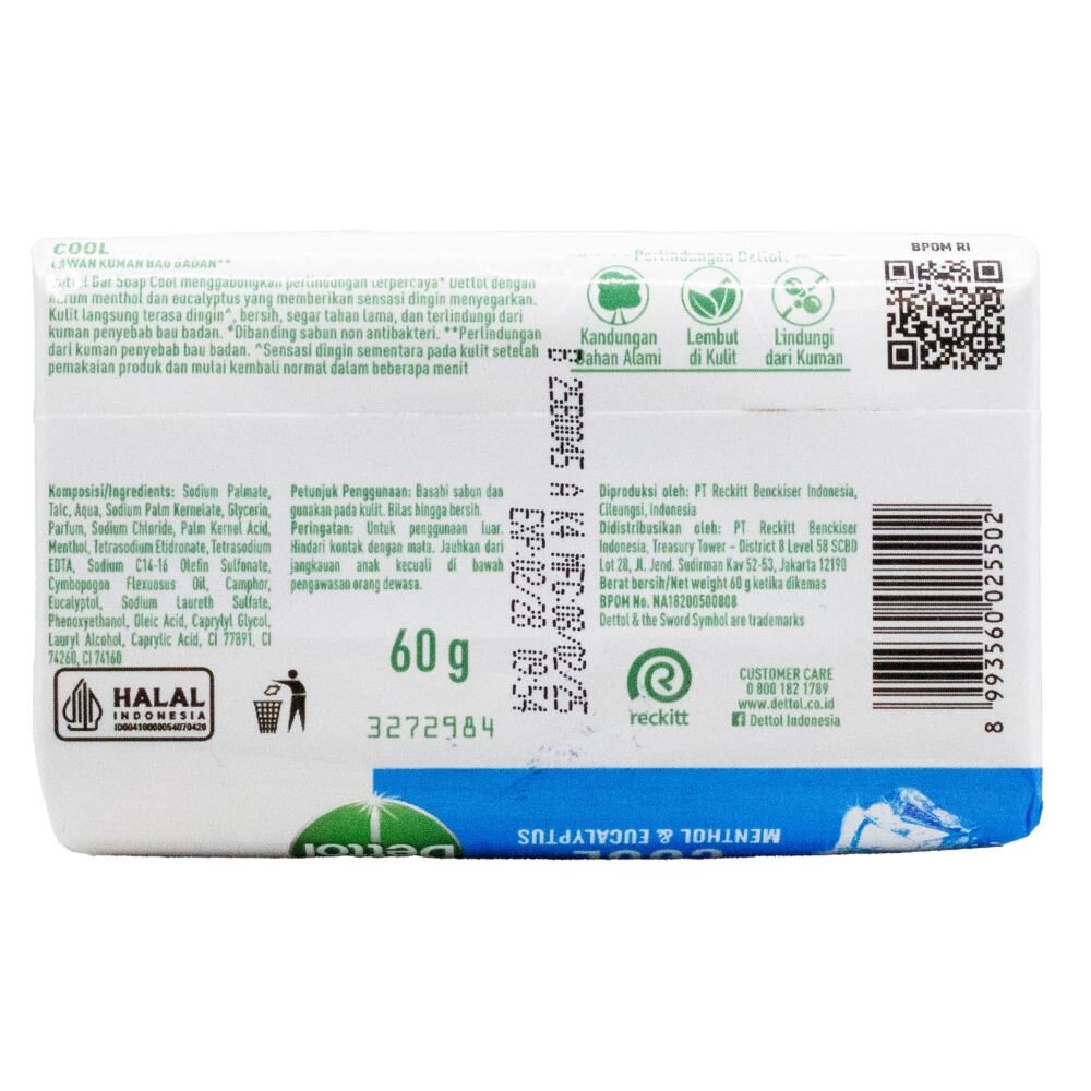 Dettol 60g Soap Bar Antibacterial Cool Effect Menthol Eucalyptus Fragrance — image 2