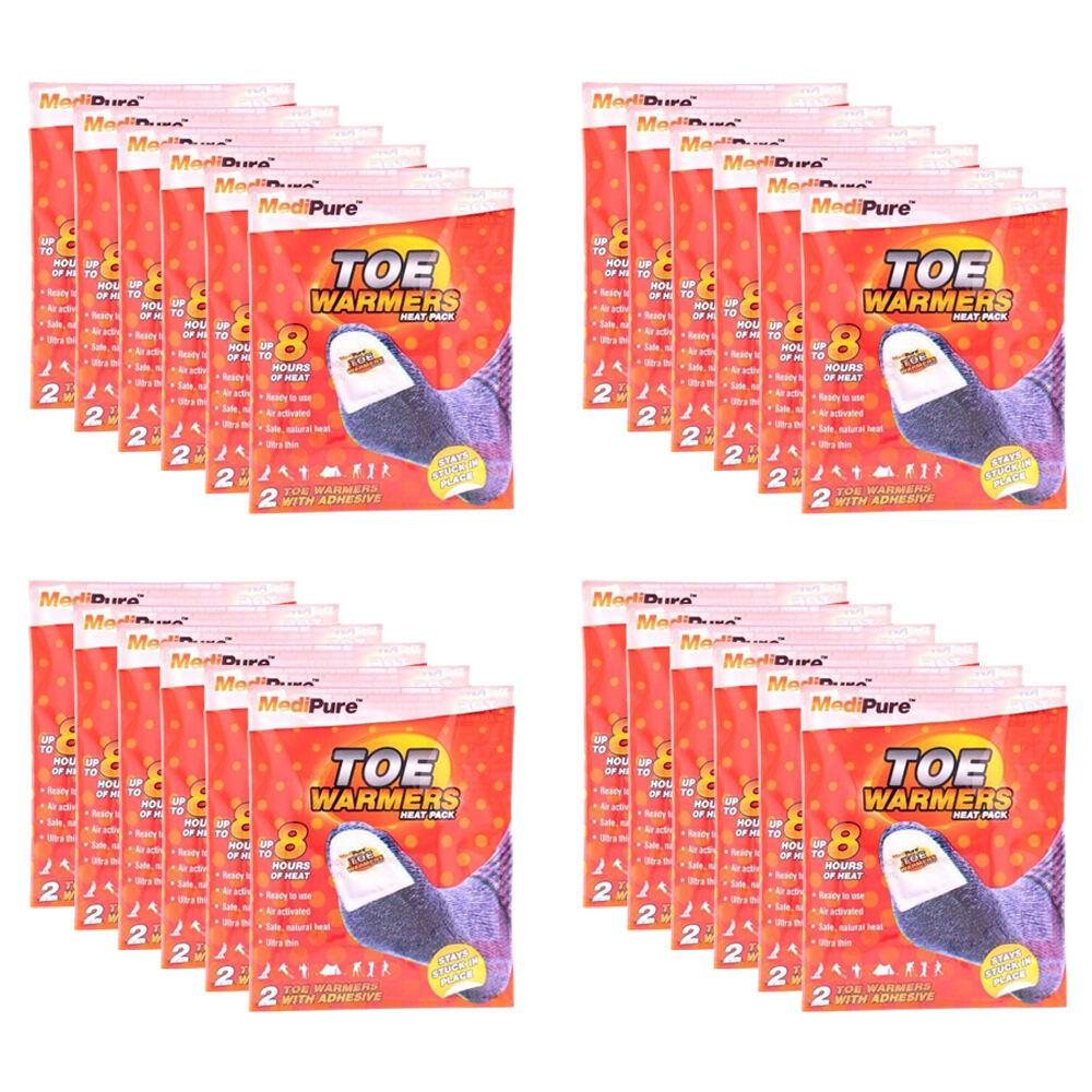 Medipure 24x 2pc Ultra Thin Toe Warmers Heat Pack Up To 8hrs Air Activated With Adhesive
