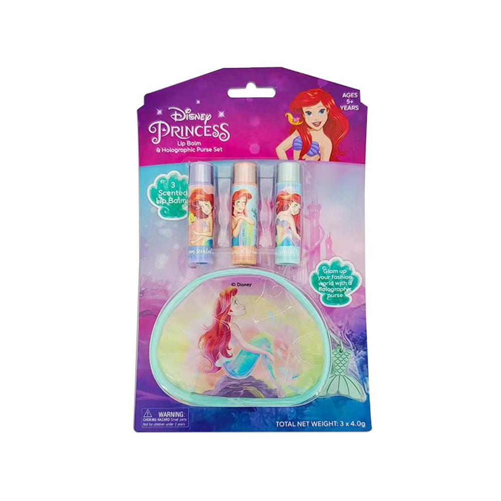 320-11015-disney-the-little-mermaid-lip-balm-holographic-purse-set-kids-toy-5y