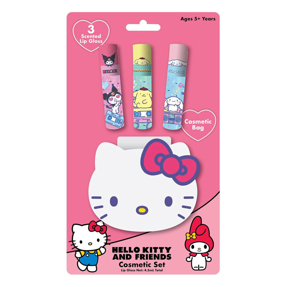 Hello Kitty & Friends Scented Lip Gloss w/ Cosmetic Bag 4.5ml Kids 5y+ (3 Pieces)