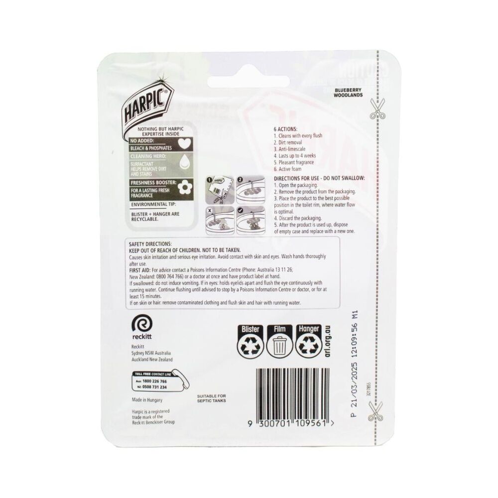 Harpic Toilet Cage Scents of Adventure Blueberry Woodlands 6 Actions Clean (6 Pack) — image 3