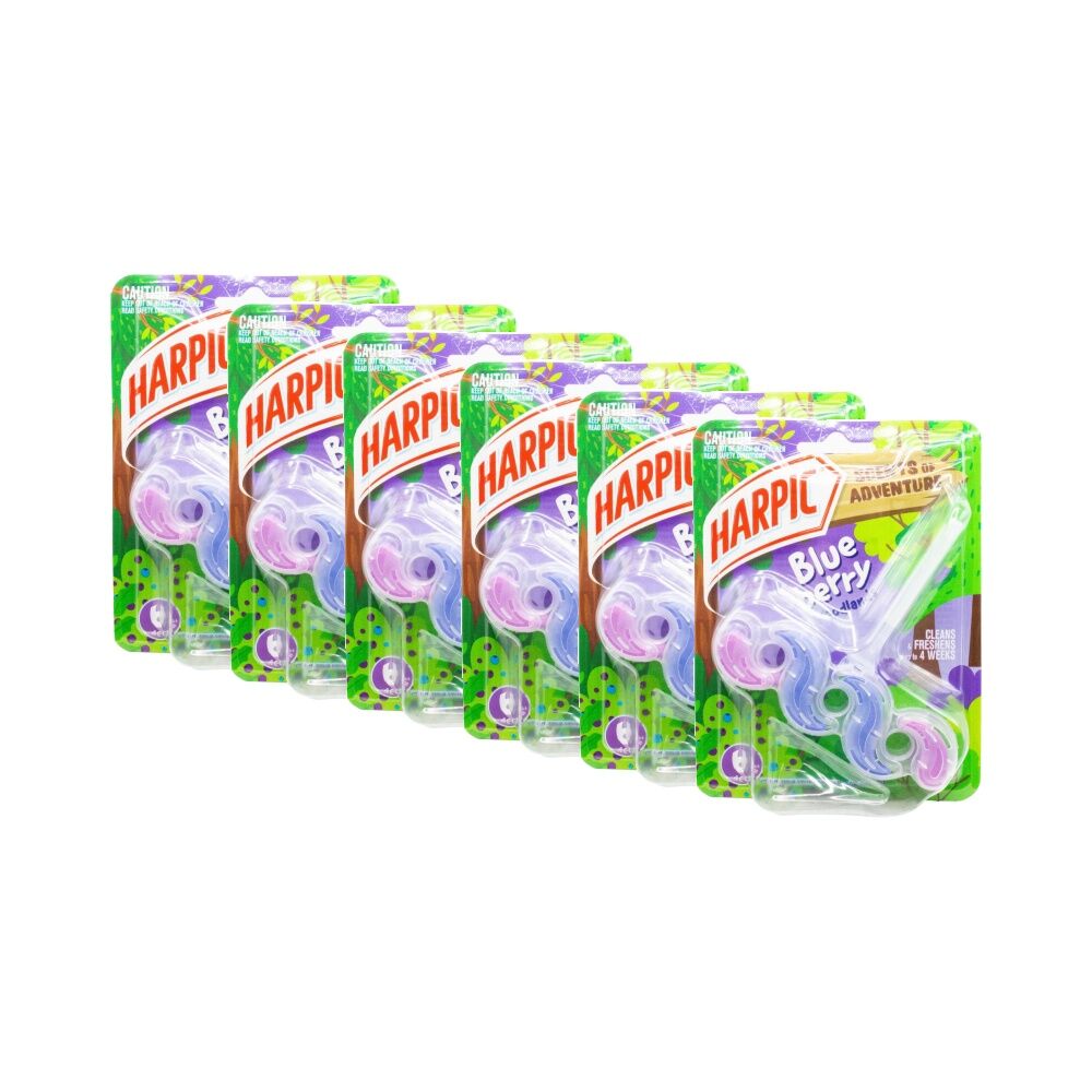 Harpic Toilet Cage Scents of Adventure Blueberry Woodlands 6 Actions Clean (6 Pack)