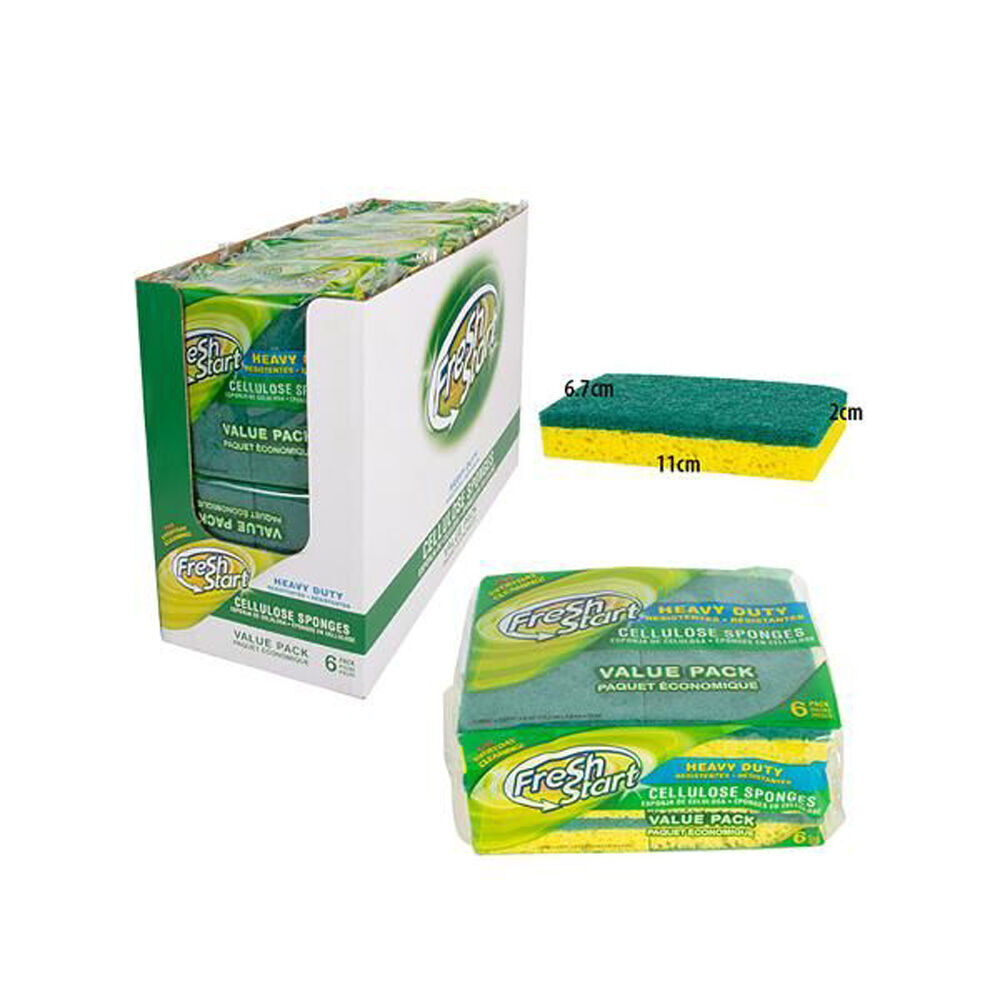 Fresh Start 5x 6pc Heavy Duty Cellulose Dishwashing Sponge Scour Pad Value — image 5