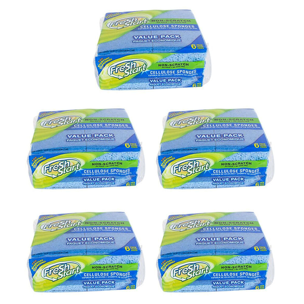 Fresh Start 5x 6pc Non Scratch Dishwashing Sponge Scour Pads Value Pack